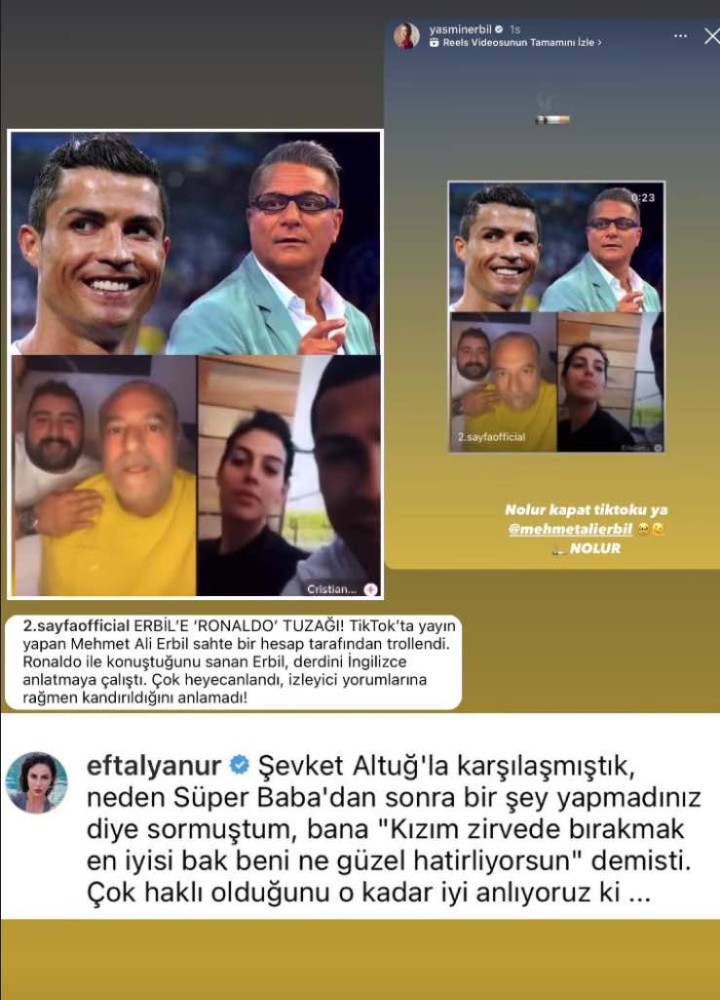 eftalya nur oktem den mehmet ali erbil in cristiano ronaldo ile trollenmesi hakkinda sok yorum